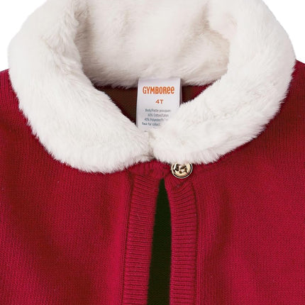 Gymboree Shrug habillé en fausse fourrure tricoté à manches longues pour filles et tout-petits, rouge, 4T