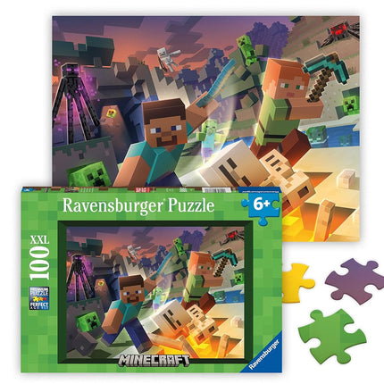 Ravensburger Minecraft Jigsaw Puzzle for Kids Age 6 Years and Up – 100‑Piece XXL Puzzle for Boys and Girls – Minecraft Gifts and Toys for Creative Children