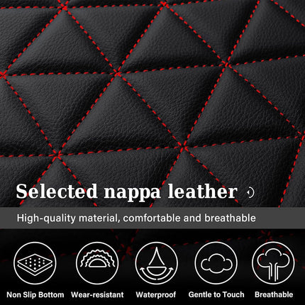 Coverado Seat Covers for Dodge Ram, Waterproof Front Car Seat Covers for Truck Compatible with 2002-2025 Dodge Ram 1500 2500 3500 Crew Double Mega Quad Cab(Black&Red line)