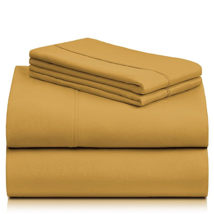LuxClub 6 PC Bamboo Sheet Set w/ 18 inch Deep Pockets - Eco Friendly, Wrinkle Free, Hypoallergentic, Antibacterial, Fade Resistant, Silky, Stronger & Softer Than Cotton - Medallion Gold Full
