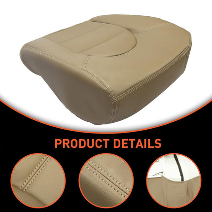 Housse de siège inférieure ECOTRIC compatible avec Ford F250 F350 F450 Lariat 1999 2000 - Côté conducteur, cuir artificiel, couleur : beige, avant gauche