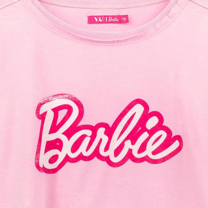 Barbie Cropped T-Shirt for Women | Ladies Fashion Doll Retro Logo Pink Crop Top Fashionista Clothing Merchandise Large