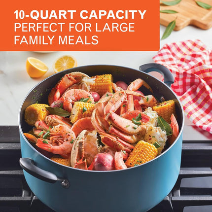 Farberware Cookware Nonstick Stockpot with Lid, 10.5 Quart, Aqua