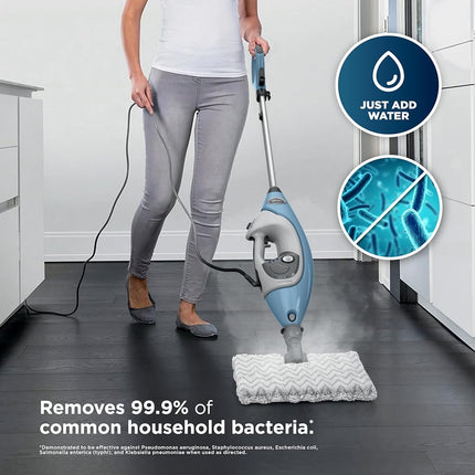 Limpiadora a vapor Shark Lift-Away con vaporizador de mano desmontable para suelos duros sellados, azulejos, lechada, hornos, encimeras, ventanas, baños, tapicería, incluye 5 herramientas versátiles, azul, S3972BRN