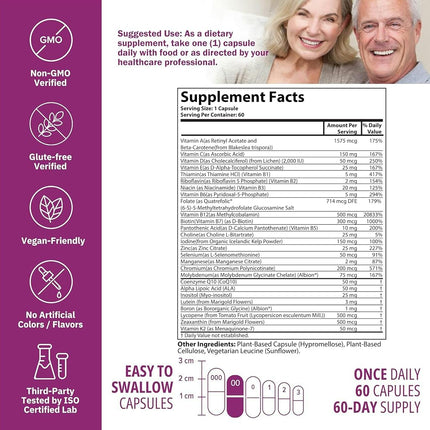 NatureGenX - Just One Ultra Daily MTFHR Support Methylated Multivitamin with ADK, CoQ10, Active Vitamin B12 (Methylcobalamin), Quatrefolic L5-MTHF for Woman and Men, Dr Formulated, 60 Capsules