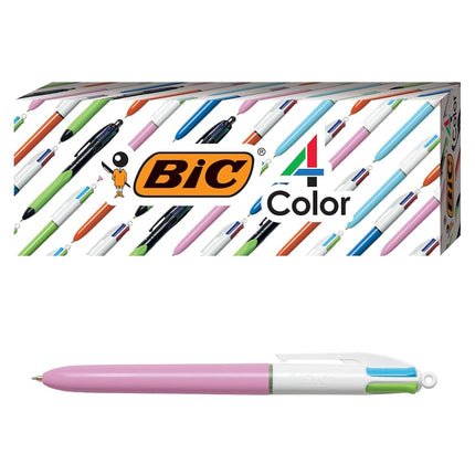 BIC 4-Color Grip Ballpoint Pen, Blue Barrel, Medium Point (1.0mm), Assorted Inks, 3-Count