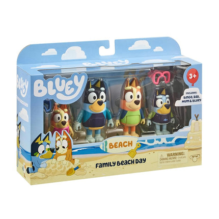Bluey Figure 4-Pack, Family Beach Day 2.5-3 Inch, 