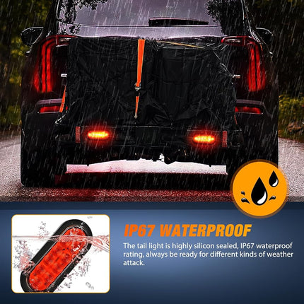 Nilight Hitch Cargo Carrier Oval Light Kit 2PCS 6Inch Red Oval LED Lights with Flush Mount Grommets Wire Harness Waterproof Stop Turn Signals Tail Light for Luggage Rack Bike Rack