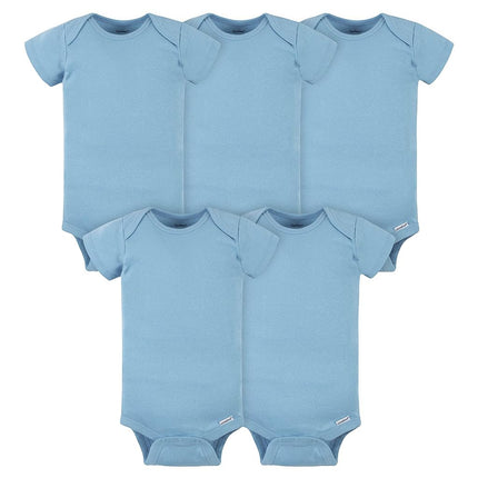 Gerber baby-boys 5-pack Solid Onesies Bodysuits, Blue, 0-3 Months