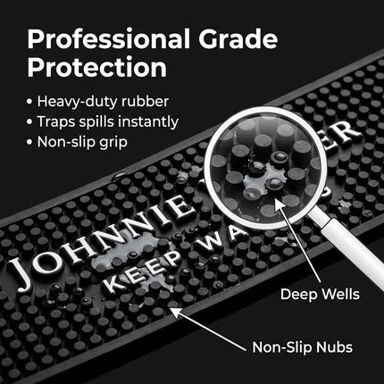Johnnie Walker Bar Mat Keep Walking Scotch Whisky Spill Mat Rail Drip Mat - 19.25" x 3.5"