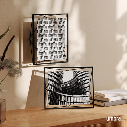 Umbra Prisma Picture Frame, Floating Metal Wall Mount, 8x10, Black