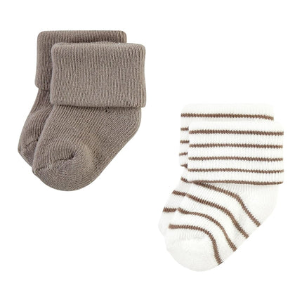 Hudson Baby Chaussettes en coton riches pour nouveau-nés et chaussettes éponge unisexe, rayures beiges, 6-12 mois, lot de 12 rayures beiges, 6-12 mois