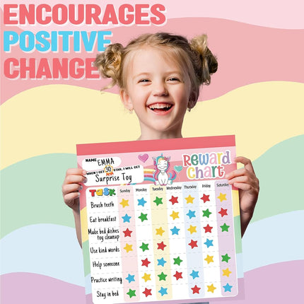 Reward Chart for Kids – Unicorn Magnetic Kids Behavior Chart, Pad with 26 Chore Charts, 1920 Star Stickers, 49 Incentive Stickers, Responsibility Chart for Kids Girls Toddlers - Kids Chore Chart