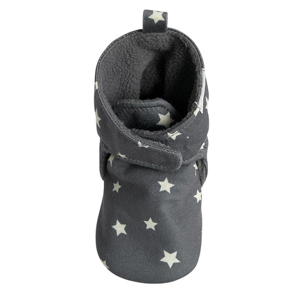 Gerber Baby Fleece Lined Wrap Fasten Non Skid Soft Slipper Booties, Grey Star, 3 6_Months Unisex Infant