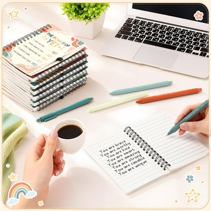 Thenshop 40 Pcs Mental Health Awareness Gifts Bulk 20 Self Care Notebook Journals 20 Positive Affirmation Pens for Women Office Staff Nurse Teacher Appreciation Student End of Year Gifts