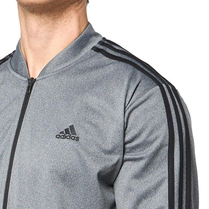 adidas Men's Three Stripe Tricot Full-Zip Jacket, Dark Grey Heather, XL