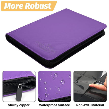 9 Pockets Card Binder,Premium Zip Trading Card Binder,540 Double Sided Pocket PU Collection Binder, Collector Album, Card Folder for MTG, TCG, Business Cards.(Purple)