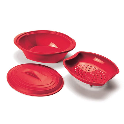 Norpro, Red 180R Silicone Steamer with Insert, 32 