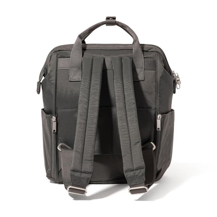Baggallini Women's Securtex Anti-Theft Windsor Backpack for Travel, Work & Collage, RFID & Locking Zipper, Up to 16" Laptop, Charcoal, M