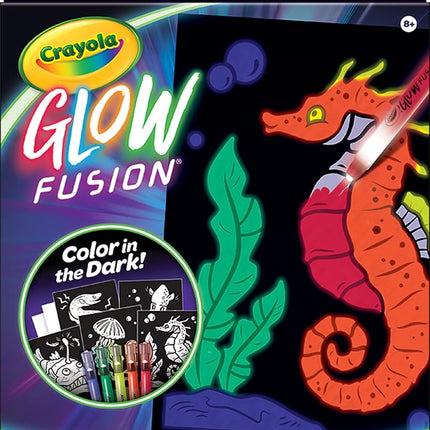 Crayola Glow Fusion - Deep Sea Critters (12pcs), Glow in The Dark Markers, Sea Creature Coloring Pages, Gift for Boys & Girls, Ages 8+