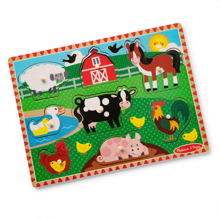 Melissa & Doug Rompecabezas de granja con clavijas
