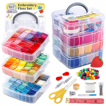 INSCRAFT 403 Pack Embroidery Floss Set, 250 Colors