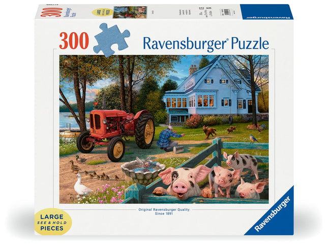 Ravensburger Country Life 300 Piece Large Format Puzzle | Idyllic Farm Scene by Steve Read | Perfect Interlocking Fit | Eco-Friendly Materials