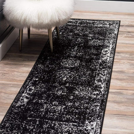 Unique Loom 3137802 Sofia Collection 2 Feet (2' x 13') Runner Traditional Oriental Distressed Vintage Area Rug, 2.5 x 13, Black