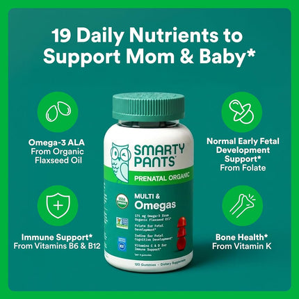SMARTYPANTS Organic Complete Prenatal Gummies, 120 CT