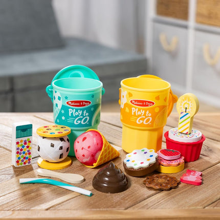 Melissa & Doug Play to Go 2-Pack: Cake and Cookies and Ice Cream, Play Food Travel Toys for Boys and Girls 3+