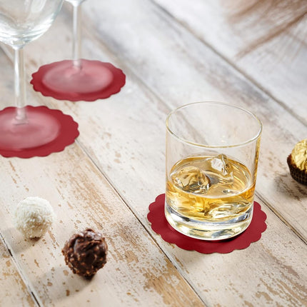 Disposable Burgundy Paper Coasters for Drinks, 3.5 Inch Round Coasters for Bar, Cocktail, Beverage, Wine Or Event, 500 Pack Bulk