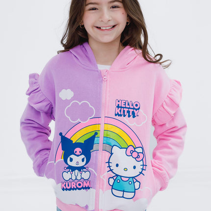 Sudadera polar con capucha para niña de Hello Kitty and Friends, tallas de bebé a niños grandes (2T - 14-16), rosa/lavanda, 5 años