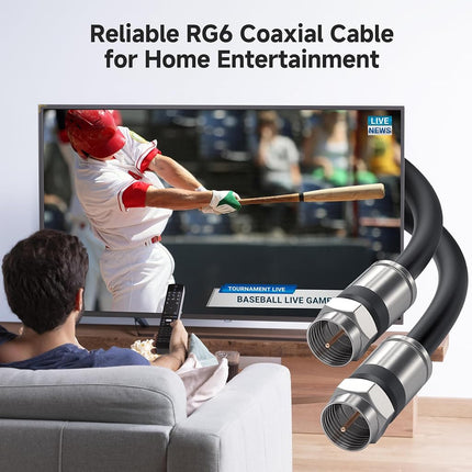 Cable Matters 3-Pack, CL2 in-Wall Rated (CM) Quad Shielded RG6 Coaxial Patch Cable in Black 10 Feet