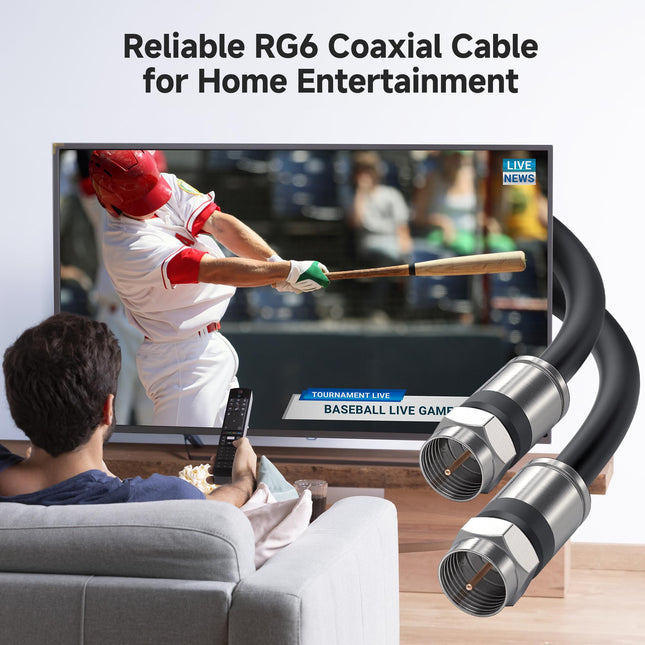 Cable Matters Paquete de 3, cable de conexión coaxial RG6 blindado cuádruple con clasificación CL2 para pared (CM) en negro, 3 metros