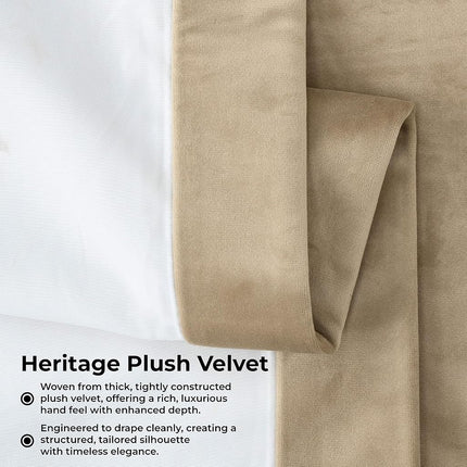 HPD Half Price Drapes Heritage Plush Velvet Curtains 108 Inches Long Room Darkening Curtains for Bedroom & Living Room 50W x 108L, (1 Panel), Museum Taupe