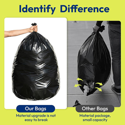 KeenEcho 200L Heavy Duty Garbage Bags 30 Count, 30 μm, Strong Black Bin Liners, Leakproof Star Seal for Construction, Yard, Demolition Debris