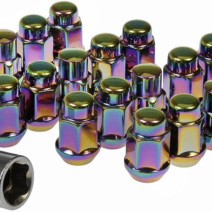 Dorman 711-335G Pack of 16 Neo-Chrome Wheel Nuts and 4 Lock Nuts with Key