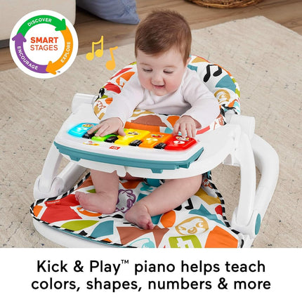 Fisher-Price Baby Portable Chair Deluxe Kick & Play Sit-Me-Up Floor Seat with Piano Learning Toy & Snack Tray for Infants to Toddlers