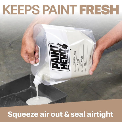 Paint Hero Paint Storage Bags - 1 Gallon Refillable Airtight Pouches with Funnel (8 Pack)