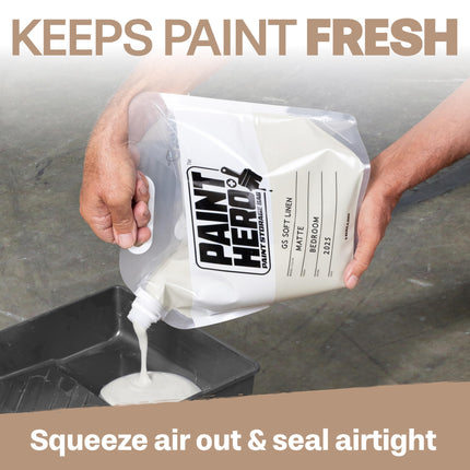 Paint Hero Paint Storage Bags - 1 Gallon Refillable Airtight Pouches with Funnel (8 Pack)