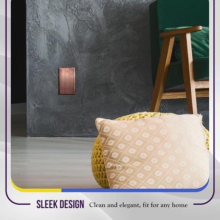 ENERLITES Blank Device Metal Wall Plate, Stainless Steel 201, Corrosion Resistant, Size 1-Gang 4.50" x 2.76", 7701-AC, Antique Copper