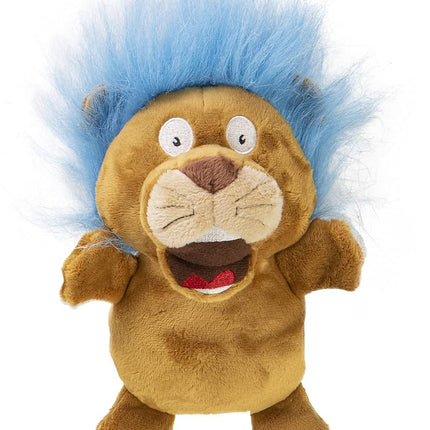 goDog Crazy Hairs Lion Silent Squeak Plush Dog Toy