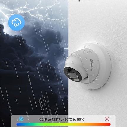 Caméra de sécurité dôme Swann Add-On DVR à lumière clignotante avec projecteur à détecteur, vidéo Full HD 1080p, conception intérieure ou extérieure et détection de chaleur et de mouvement True Detect