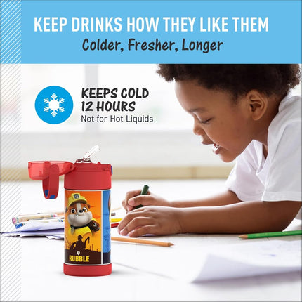 Thermos FUNTAINER Water Bottle with Straw - 12 Ounce, Paw Patrol - Kids Stainless Steel Vacuum Insulated Water Bottle with Lid