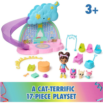 Gabby's Dollhouse Kitty Care Ear Purrfect Playroom – 17-Piece Playset with 4 Toy Figures, Dollhouse Furniture, Doll Accessories & Baby Doll Stuff for Kids Ages 3+