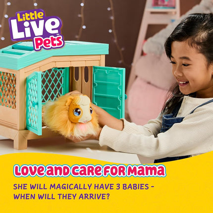 LLP Little Live Pets 26410 Soft, Interactive Mama Guinea Pig and her Hutch, and her 3 Surprise Babies. 20+ Sounds & Reactions. Batteries Included. for Kids Ages 4+,7.8 x 11.93 x 11.38 inches