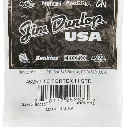 Jim Dunlop 462P1.50 Tortex III Player Pack (Pack of 72)