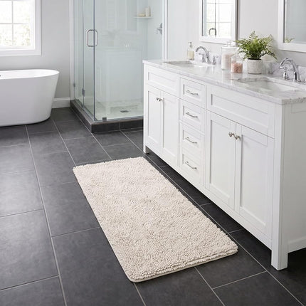 Bedford Home Memory Foam Shag Bath Mat 2-Feet by 5-Feet, White