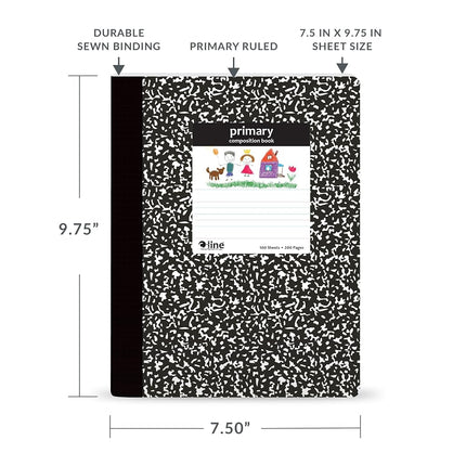 C-Line Composition Notebook, Primary Ruled, Black Marble