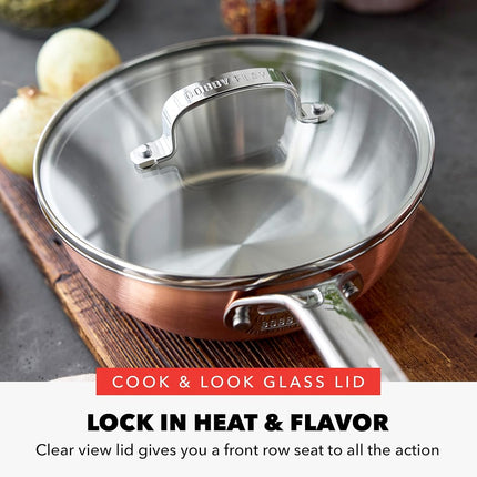 GreenPan x Bobby Flay 2QT Copper Chef's Pan with Lid, Tri-Ply, Induction Ready